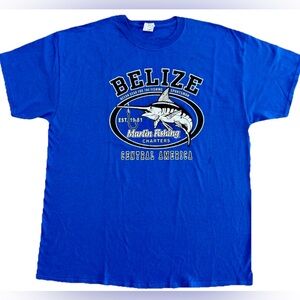 Gildan Heavy 100% cotton T-shirt Belize marlin Fishing Charter Souviner, Size XL